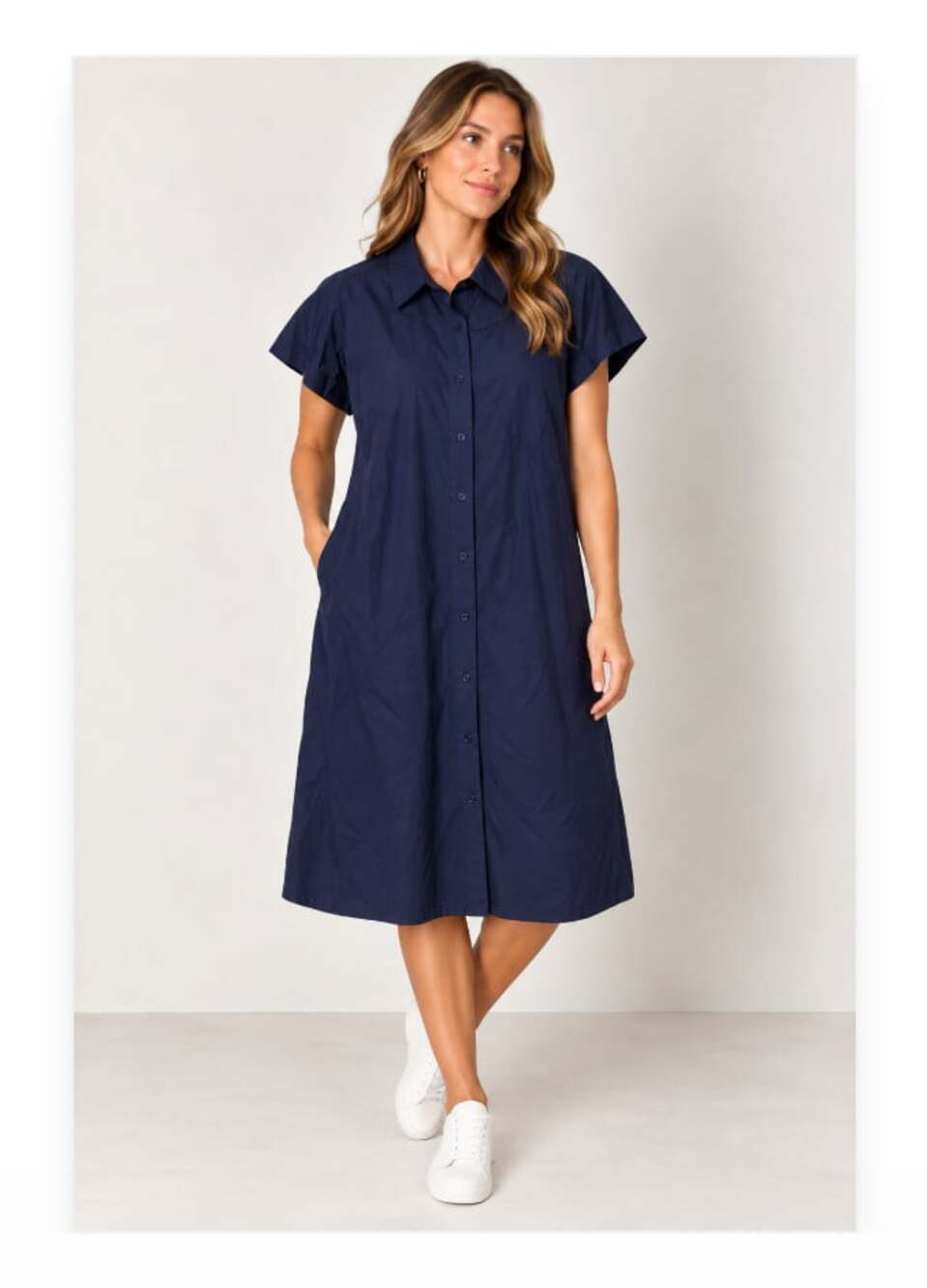 Banana Republic Shirt Dress Womens XL Blue Collared Button Front Midi Casual